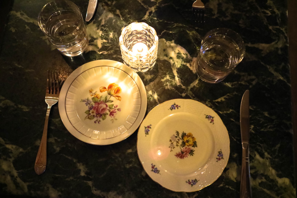 unique Victorian plates at Pigeonhole, Calgary