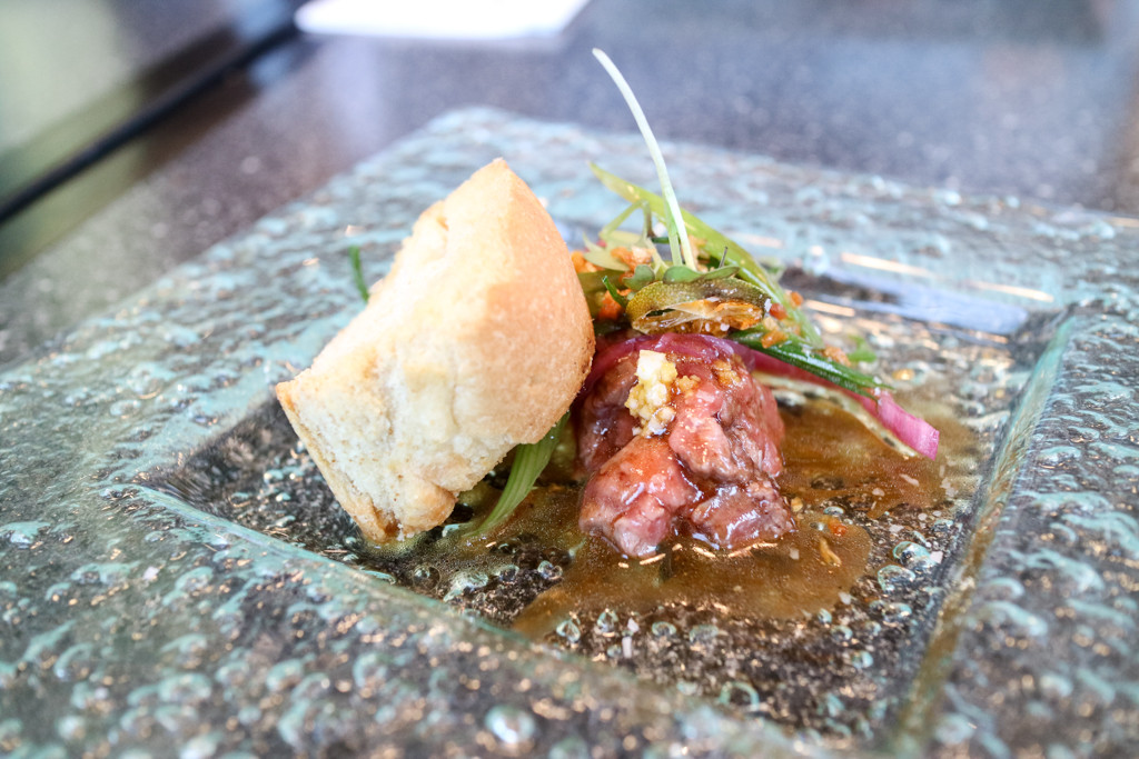 Beef tartare from Filipino Tikim Dinner at Brokin Yolk, Calgary