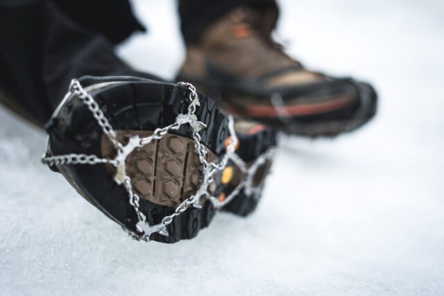 ice cleats crampons microspikes for winter hiking