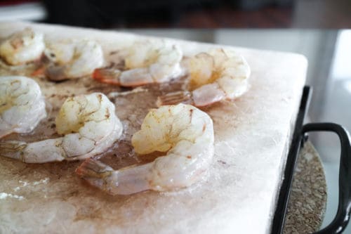 Date Night Recipe - Salt Block Cooking Shrimp Grilling