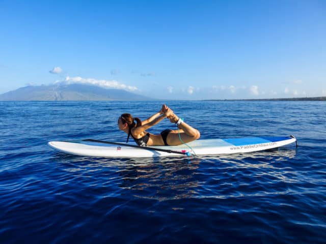 stand up paddle boarding maui hawaii yoga