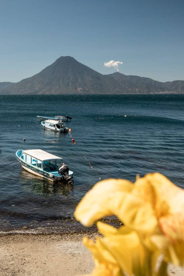 Lake Atitlan Guatemala, overlooking volcano Atitlan, Toliman, and San Pedro