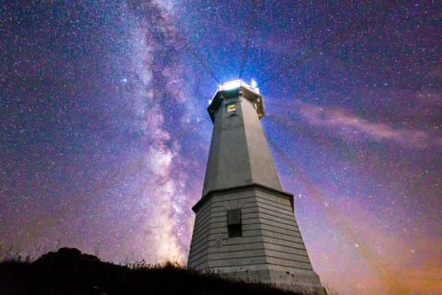 Louisbourg Lighthouse Cape Breton Island Night Sky