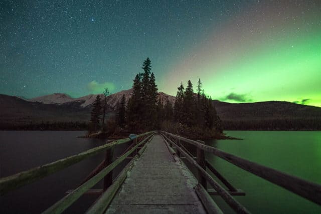 Aurora Pyramid Island Jasper National Park