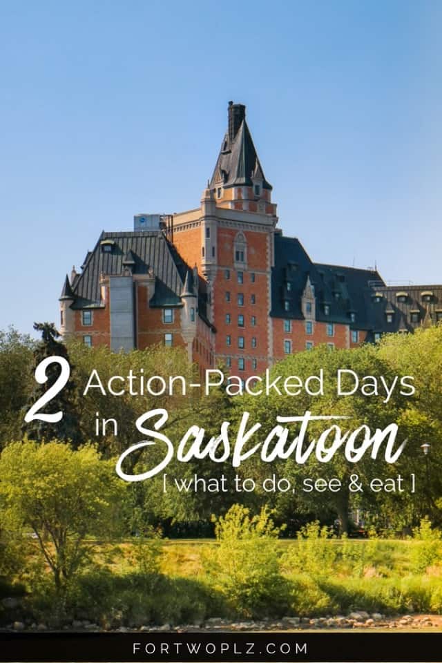 Saskatoon Canada is the perfect Canadian destination for a quick summer getaway. This 2-day itinerary highlights the top things to do and best places to eat in Saskatoon!. Click through to find out more on For Two, Please. #saskatoon #saskatchewan #Canada #newlyweds #couplestravel #travelcanada #travelguide #tripplanning #traveltips #itinerary #thingstodo #traveldestinations #summertravels #instagramspots