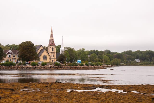 The famous trio churches at Mahone Bay Nova Scotia