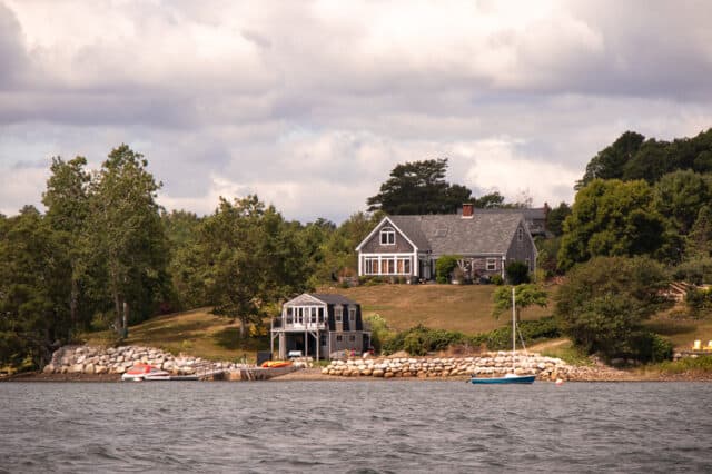 View of Oak Island Nova Scotia from a boat