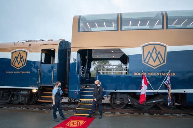 rocky mountaineer boarding red carpet