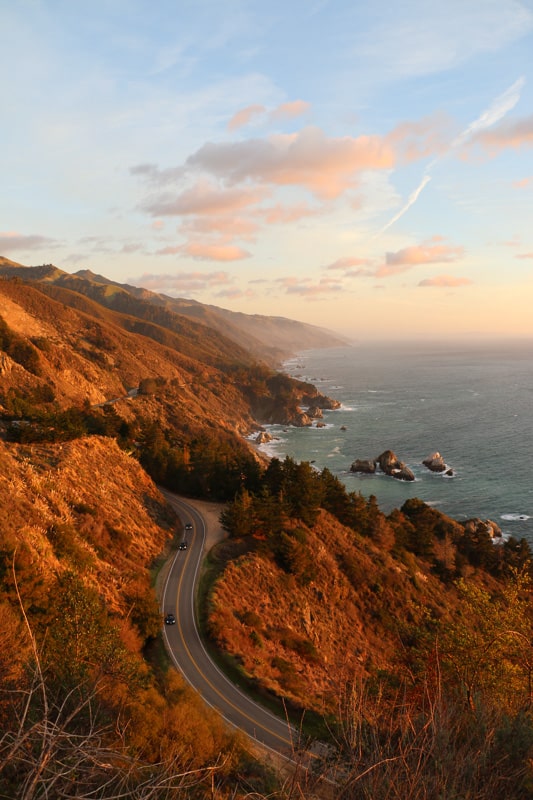 big sur coast at sunset