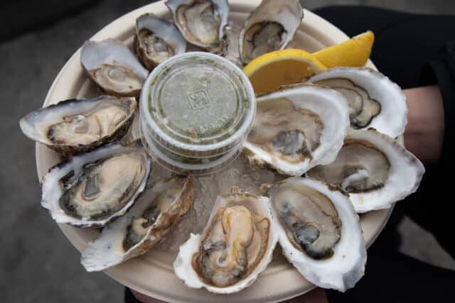Raw oysters from Hog Island Oyster Co