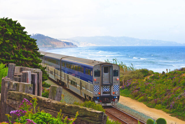 amtrak california train by the coast