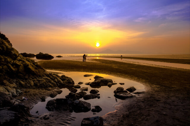 dadaepo beach one of the quieter busan beaches at sunset