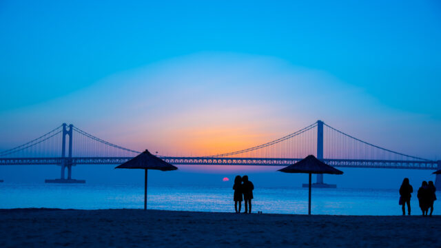 gwangali beach busan at sunset